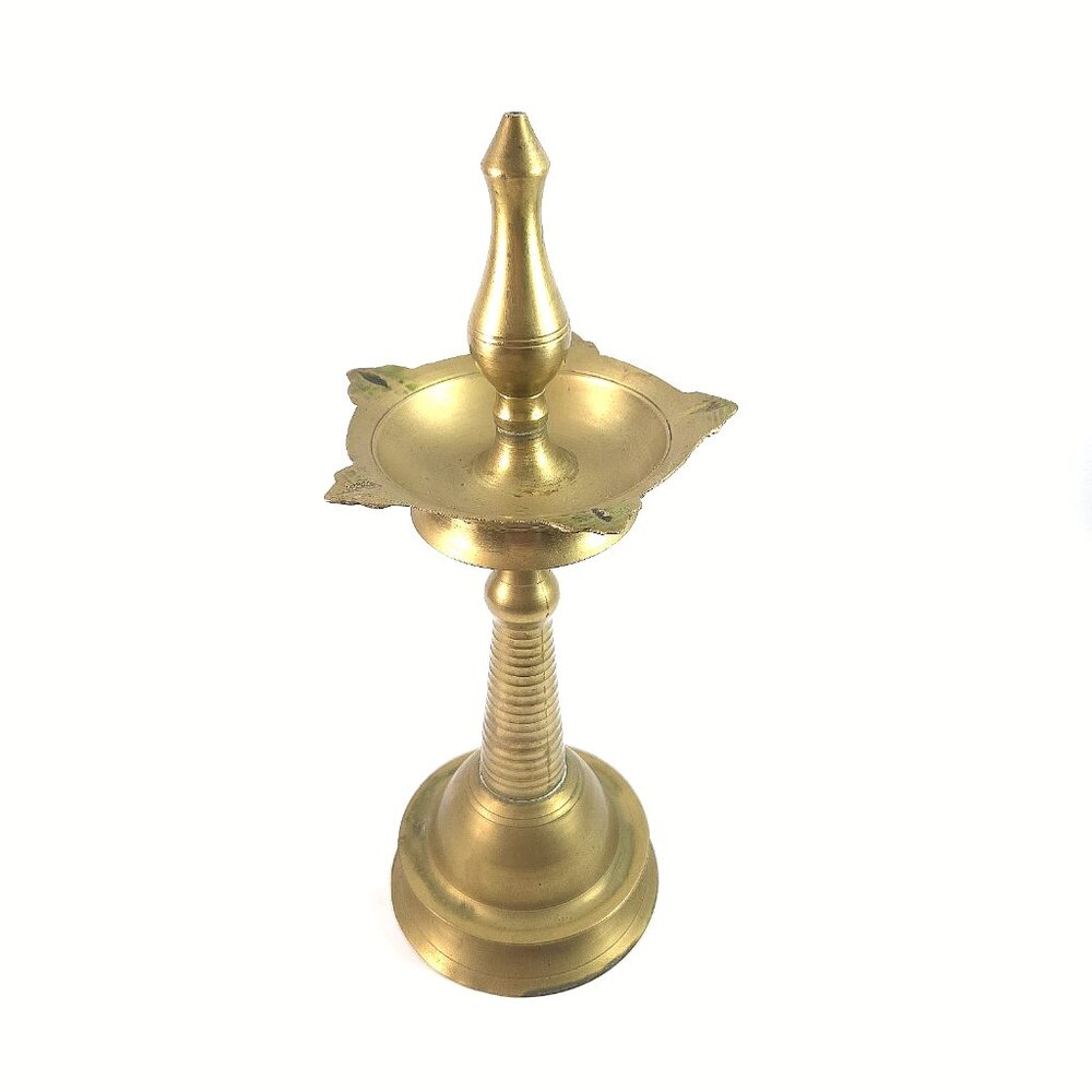 Vintage MCM Tabletop Standing Ashtray Brass 12in Spinning Tray